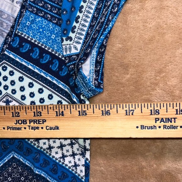 Joe Boxer Women Sm Blue White Chevron Geometric Fit Flare Short Sleeve Dress (U) - Picture 3 of 6